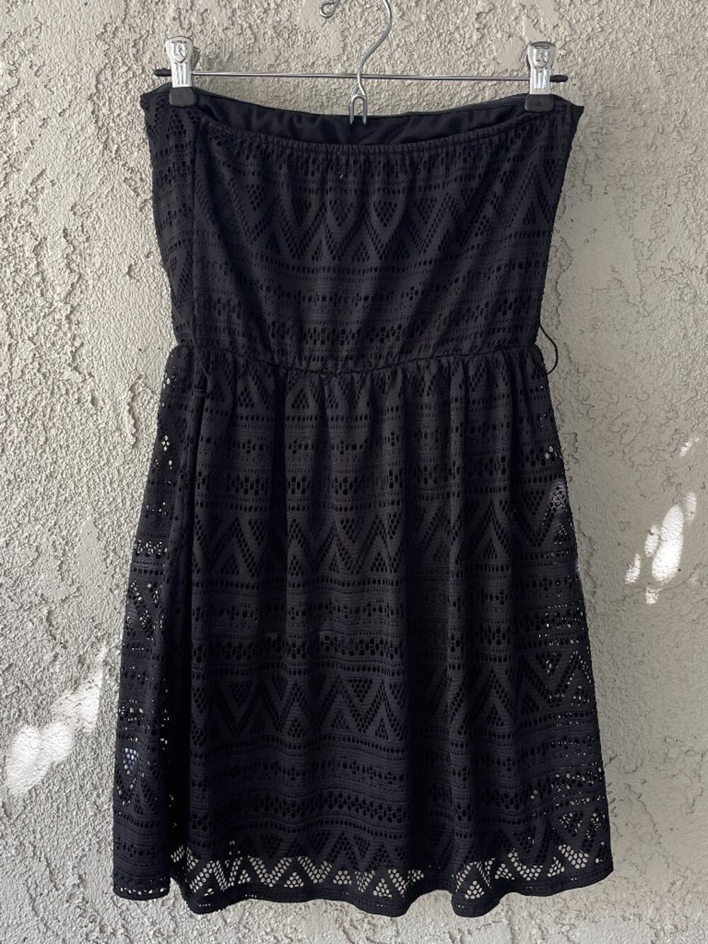 Almost Famous Black Crochet Style Lace Strapless Festival Dress Beach Siren M